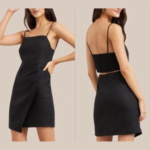 modern citizen davina linen blend cutout black mini dress